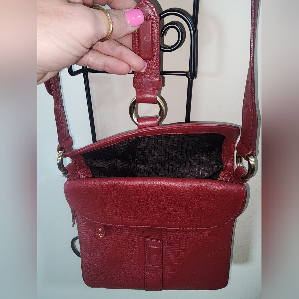 Cole Haan Red Leather Gold Hardware Crossbody Purse - Picture 7 of 15